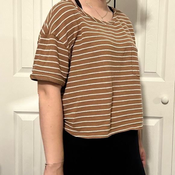 Brown and white striped slouchy shirt - Picture 2 of 3